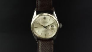 GENTLEMEN'S ROLEX OYSTER PERPETUAL DATEJUST PIE PAN WHITE GOLD BEZEL WRISTWATCH REF. 1601,