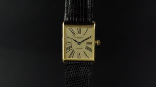 VINTAGE VACHERON & CONSTANTIN CARTIER TANK GOLD WRISTWATCH, rectangular gold dial with Roman