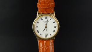 MID SIZE RAYMOND WEIL WRISTWATCH, circular two tone dial with Roman numerals and a date aperture,