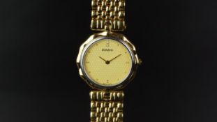 LADIES' GOLD PLATED RADO QUARTZ WRISTWATCH, ref 133.3534.2L, 30mm gold plated case, gold honeycomb