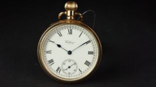 VINTAGE WALTHAM POCKET WATCH, circular white dial with Roman numerals, gun metal blue hands and a