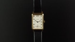 GENTLEMEN'S VINTAGE ROTARY 9K GOLD WRISTWATCH, rectangular off white dial with Arabic numerals and