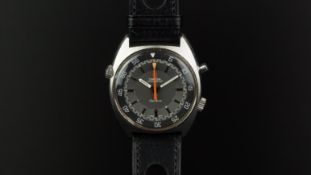 VINTAGE OMEGA CHRONOSTOP REF 145008, circular grey two tone matte, dial with baton hour markers,