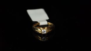 Child's single stone diamond ring, mounted in 9ct yellow gold, gypsy set, brilliant cut diamond,