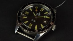 GENTLEMEN'S YEMA INCABLOC AUTOMATIC DIVER WRISTWATCH, circular black dial with luminous cone hour