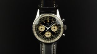 GENTELMEN'S VINTAGE BREITLING NAVITIMER WRISTWATCH REF 806, round black dial with three subsidiary