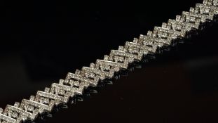 Diamond bracelet, geometric style bracelet, set with round brilliant cut diamonds, set in white