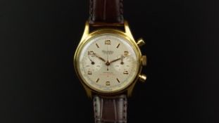 VINTAGE MONTDOR CHRONOGRAPH, circular cream dial, twin register, unusual 45min phonograph