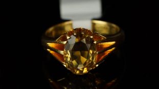 Victorian single stone citrine ring, mounted in hallmarked 22ct yellow gold, dated London 1894,