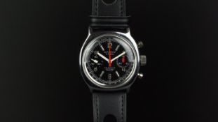 VINTAGE CAUNY PRIMA CHRONOGRAPH, circle dial twin register, outer tracks, re centre seconds, 36mm