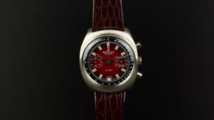 GENTLEMEN'S BREITLING DATORA CHRONOGRAPH WRISTWATCH, circular sunburst two tone red twin register