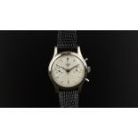 GENTLEMEN'S HEUER CHRONOGRAPH WRISTWATCH, circular silver twin register dial with silver hour