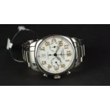GENTLEMEN'S LONGINES SPIRIT AUTOMATIC CHRONOGRAPH WRISTWATCH, circular white twin register dial with