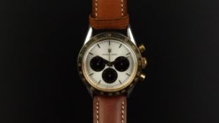 LIMITED EDITION UNIVERSAL GENEVE COMPAX CHRONOGRAPH WRISTWATCH W/BOX REF. 384.445, circular silver