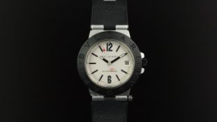 GENTLEMEN'S BVLGARI ALUMINIUM AUTOMATIC WRISTWATCH REF. AL38TA, circular silver dial with black