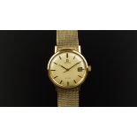 GENTLEMEN'S OMEGA SEAMASTER DE VILLE 9K GOLD AUTOMATIC WRISTWATCH, circular brushed gold dial with
