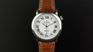 GENTLEMEN'S DREYFUSS & CO AUTOMATIC WRISTWATCH W/ BOX & PAPERS, circular silver textured two tone