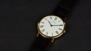 GENTLEMEN'S JAEGER LE COULTRE 18ct GOLD WRISTWATCH, circular white dial with Roman numerals and
