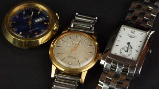 THREE GENTLEMEN'S WRISTWATCHES - CAMY GENEVE AUTOMATIC DAY/DATE, 39mm gold filled case with
