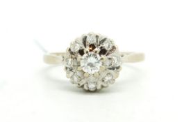 Diamond cluster ring, round brilliant cut diamonds, set in 18ct yellow gold, ring size L1/2