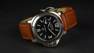 GENTLEMEN'S PANERAI LUMINOR MARINA OP6834 WRISTWATCH W/ BOX & PAPERS, circular black dial with