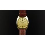 GENTLEMEN'S IWC SCHAFFHAUSEN 18ct GOLD WRISTWATCH, rounded square gold brushed dial with gold hour