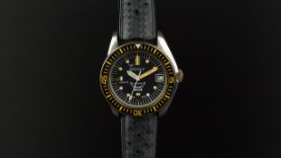 GENTLEMEN'S SQUALE BAKELITE BEZEL DIVERS WRISTWATCH, circular black dial with orange lume and