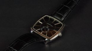 GENTLEMEN'S MAURICE LACROIX WRISTWATCH, square black dial with silver hour markers and hands, sub