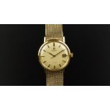 GENTLEMEN'S OMEGA SEAMASTER DE VILLE 9K GOLD AUTOMATIC WRISTWATCH, circular brushed gold dial with