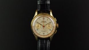 VINTAGE EXACTUS CHRONOGRAPH WRISTWATCH, circular two tone dial, twin register, red outer track,