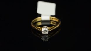 Single stone diamond ring, round brilliant cut diamond weighing an estimated 0.20ct, in an 18ct