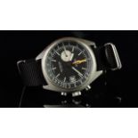 VINTAGE TISSOT NAVIGATOR CHRONOGRAPH REF 45500, circular black dial, subsidiary seconds dial and