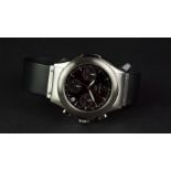 GENTLEMEN'S HUBLOT MDM GENEVE CHRONOGRAPH WRISTWATCH REF. 1810.1, circular maroon sunburst triple