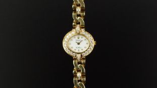 LADIES' ROLEX CELLINI 18ct GOLD DIAMOND SET WRISTWATCH REF. 2435, oval white dial with gold and