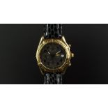 GENTLEMEN'S BREITLING CHRONOMAT 18ct GOLD CHRONOGRAPH WRISTWATCH REF. K13050.1, circular black