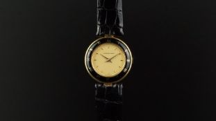 LADIES' AUDEMARS PIGUET WRISTWATCH, circular gold dial with gold hour markers and hands, black