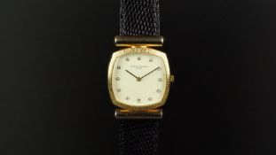 GENTLEMEN'S VACHERON CONSTANTIN 18ct GOLD DIAMOND SET WRISTWATCH REF. 7588, rounded square pale