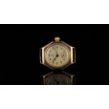 RARE GENTLEMEN'S ROLEX 9K GOLD OCTAGONAL VINTAGE WRISTWATCH CIRCA 1925, circular textured sunburst