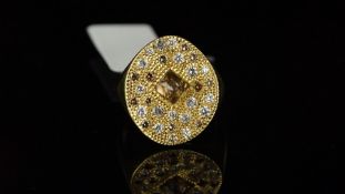 De Beers 'Talisman' diamond set signet ring mounted in hallmarked 18ct yellow gold, set with a rough