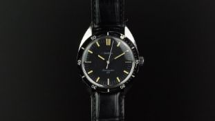 VINTAGE OMEGA SEAMASTER 120, circular black dial with baton our markers, black rotating outer bezel,