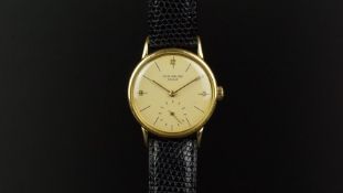 GENTLEMEN'S PATEK PHILIPPE 18ct GOLD WRISTWATCH REF. 2494, circular patina gold dial with thin black