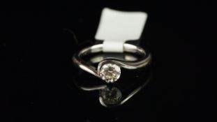 Single stone diamond ring, round brilliant cut diamond weighing an estimated 0.50ct, in a twist