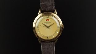 GENTLEMEN'S JAEGER LE COULTRE POWER RESERVE AUTOMATIC WRISTWATCH, circular patina dial with gold