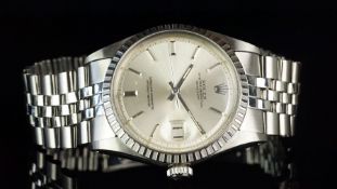 GENTS ROLEX OYSTER PERPETUAL DATEJUST WRISTWATCH CIRCA 1970 REF. 1603, circular silver pie pan