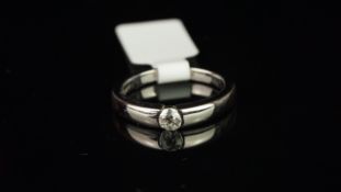 Single stone diamond ring, mounted in hallmarked 18ct white gold, set with a brilliant cut