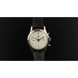 GENTLEMEN'S HEUER CHRONOGRAPH WRISTWATCH, circular silver twin register dial with silver hour
