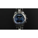 GENTLEMEN'S BREITLING B1 ANALOG/DIGITAL WRISTWATCH, circular blue analog and digital dial with