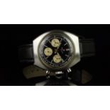 VINTAGE BREITLING CHRONOGRAPH REFERENCE 1450, circular black panda dial with triple register