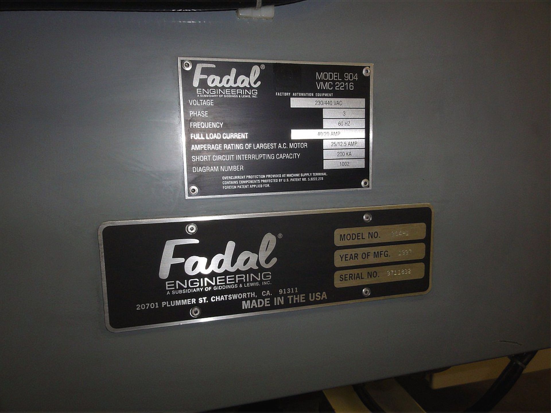 1997 Fadal VMC, Mdl 2216HT, 39” x 16” Table, X= 22”, Y= 16”, Z= 20”, - Image 12 of 13
