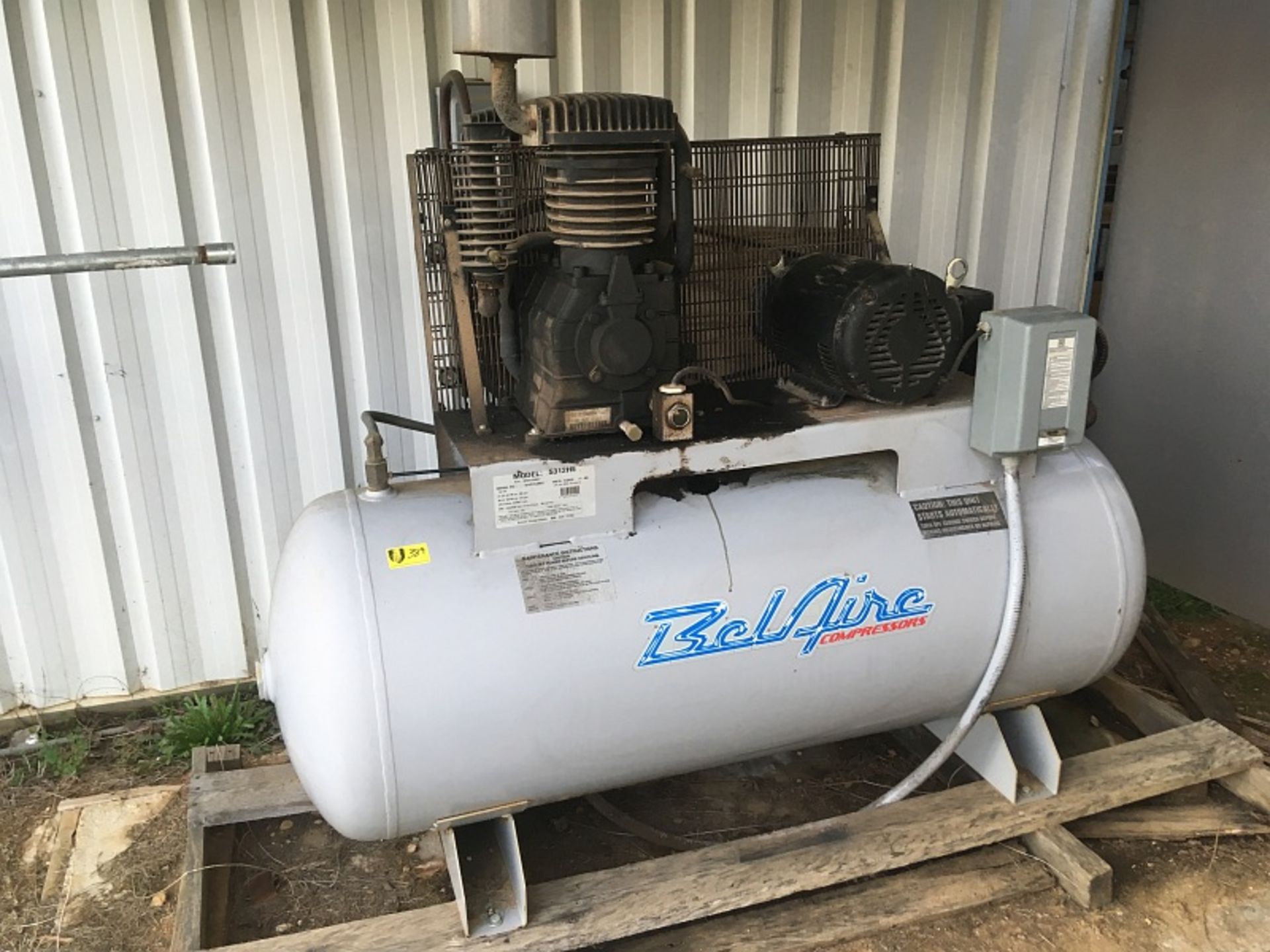 Bel Air Reciprocating Air Compressor, Mdl 5312HE, 10 HP, 175 PSI Max, w/ 110 gallon tank, SN